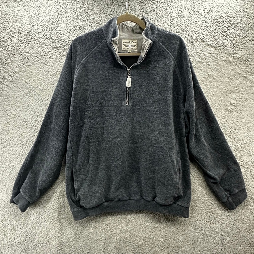Straight Down Mens XL Quarter Zip Fleece Pullover Useless Bay Golf Gray Outdoor